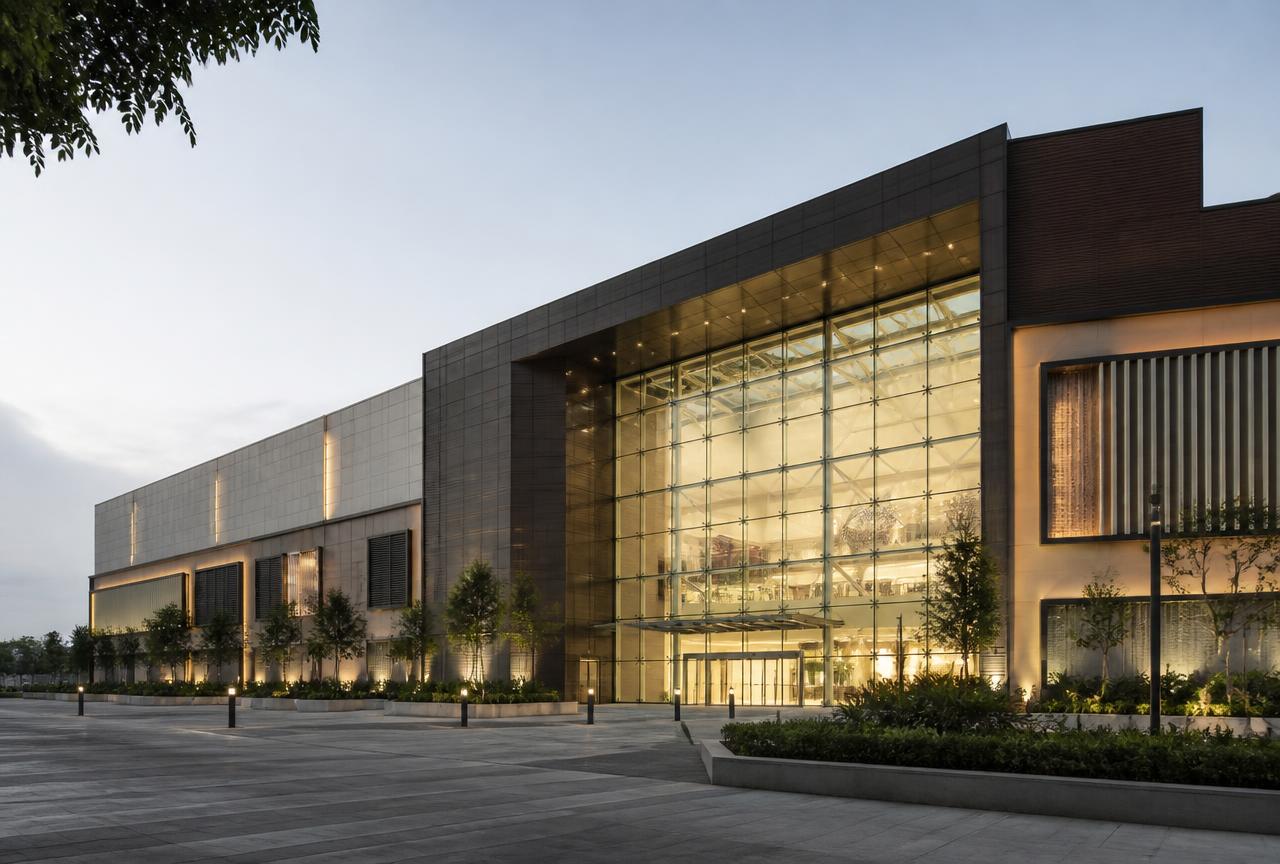 Large shopping mall exterior with an Aquatron STP handling peak footfall